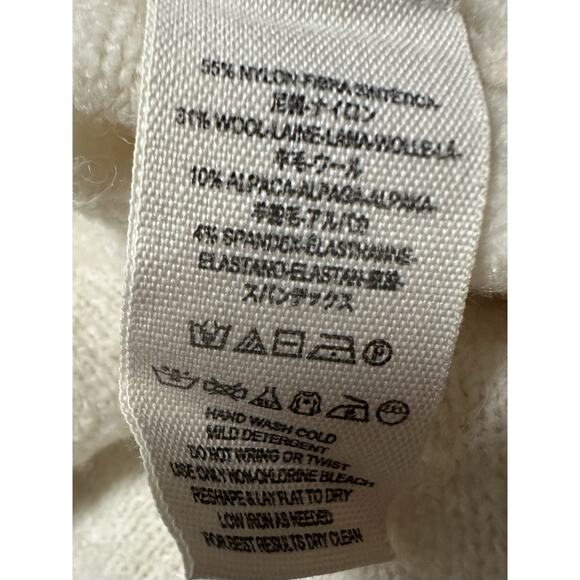 Free People Knit Cardigan Sweater Wool Blend Beige S Ribbed Sleeves Snap at Neck - Picture 3 of 4